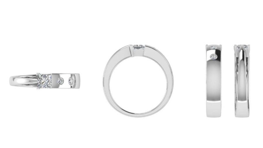 Princess Diamond and Round Diamond Ring - Thenetjeweler