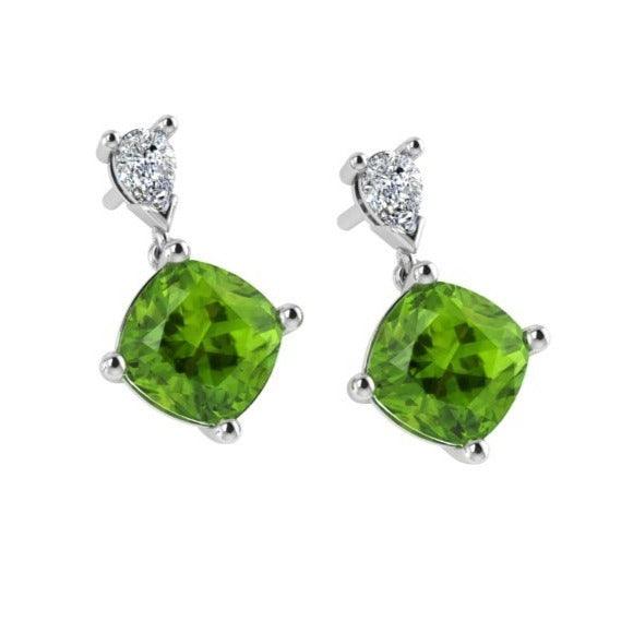 Peridot and Diamond Stud Earrings - Thenetjeweler