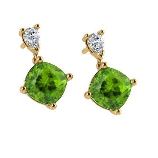 Peridot and Diamond Stud Earrings - Thenetjeweler