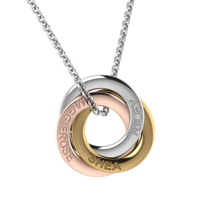 Engraved Interlocking Rings Necklace - Thenetjeweler