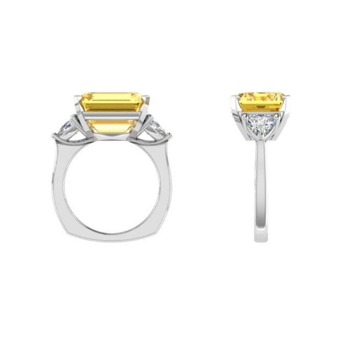 White Gold Emerald Cut Citrine Ring - Thenetjeweler