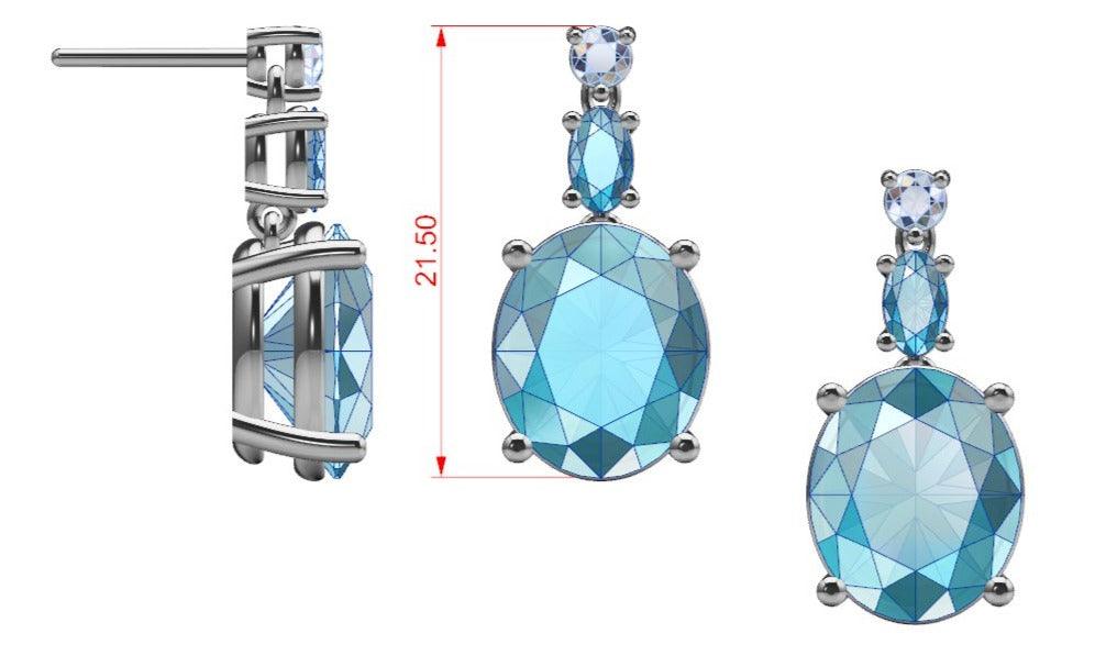 Blue Topaz Drop Earrings with Diamonds - Thenetjeweler