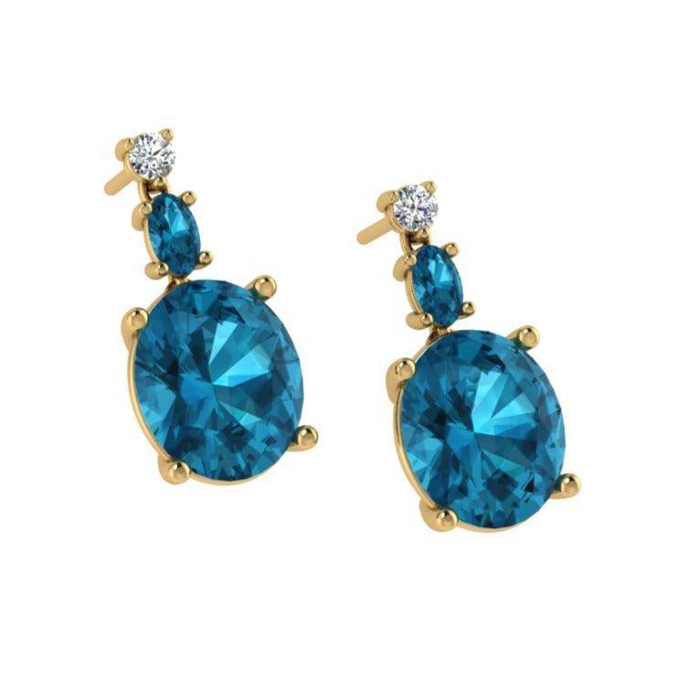 Blue Topaz Drop Earrings with Diamonds - Thenetjeweler