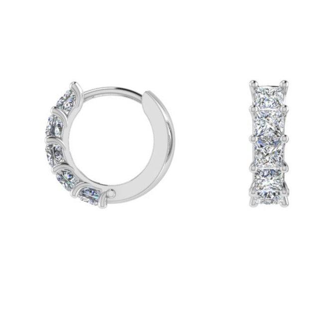 Princess Cut Diamond Hoop Earrings 1.12 CT. TW - Thenetjeweler