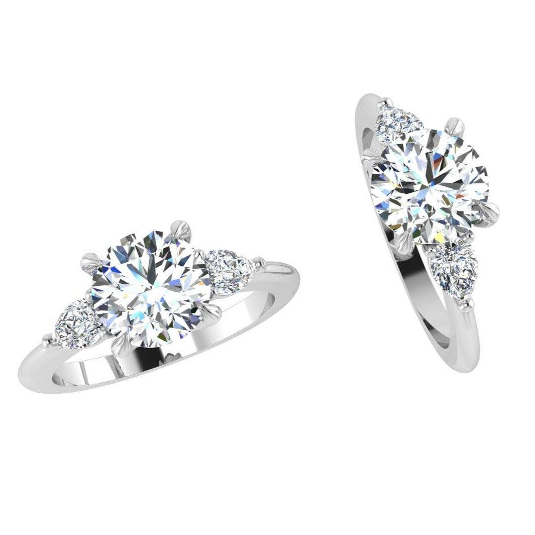 Round and Pear Diamonds Engagement Ring - Thenetjeweler