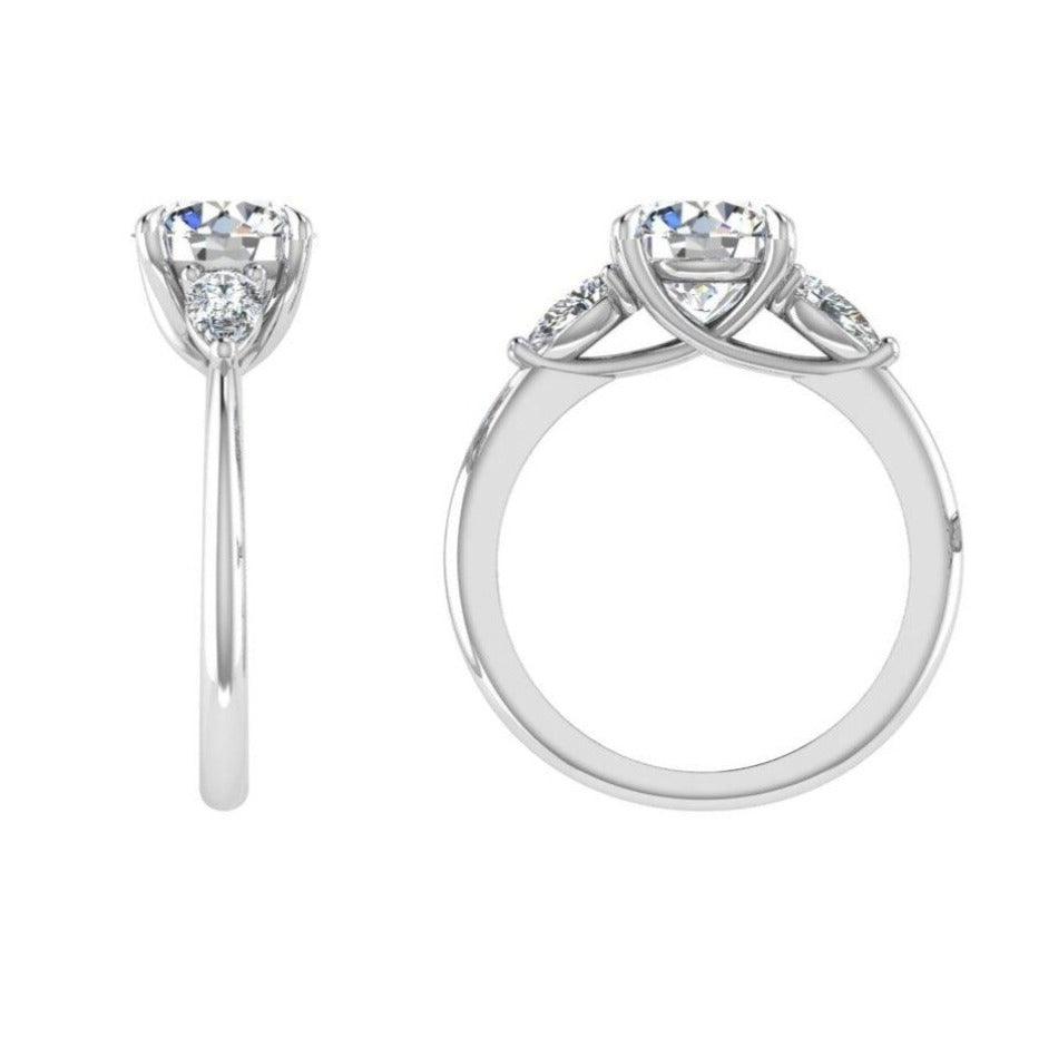Round and Pear Diamonds Engagement Ring - Thenetjeweler