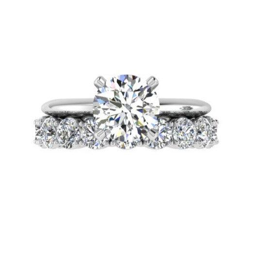 Round Diamond Engagement Ring and Eternity Band - Thenetjeweler