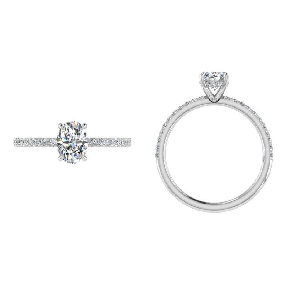 Hidden Halo Solitaire Plus Oval Diamond Engagement Ring - Thenetjeweler