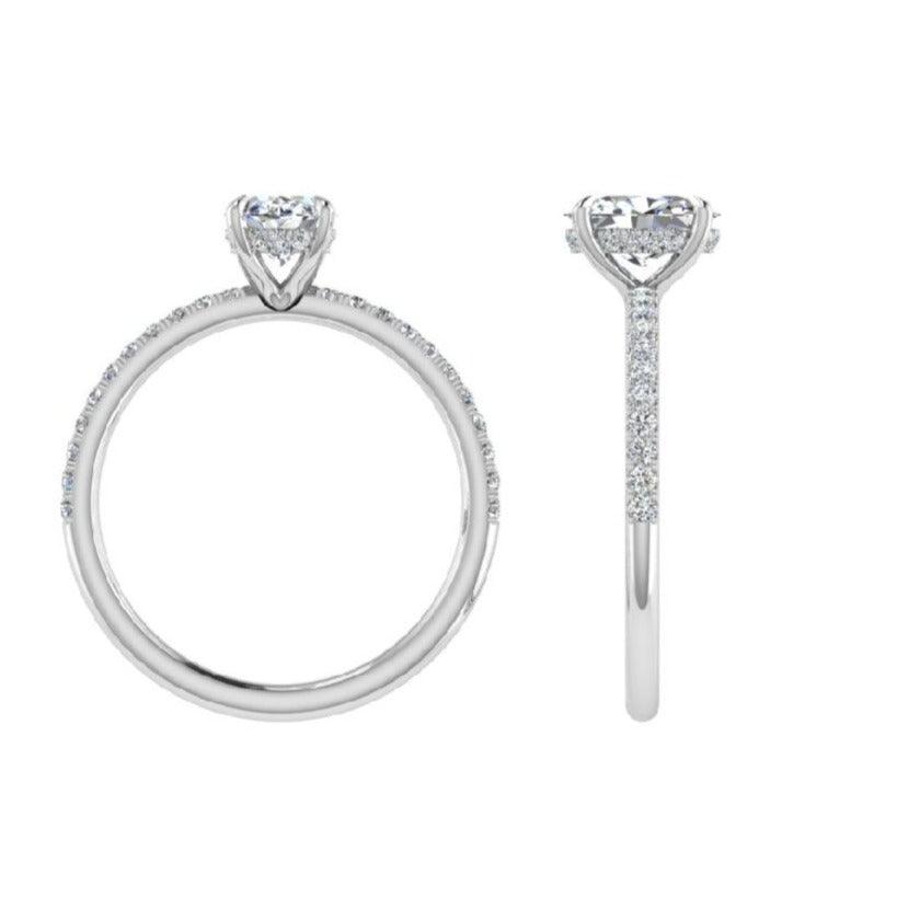 Hidden Halo Solitaire Plus Oval Diamond Engagement Ring - Thenetjeweler