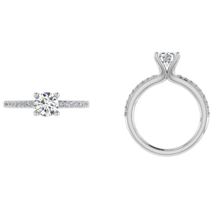 Round Solitaire Diamond Engagement Ring Side Stones - Thenetjeweler