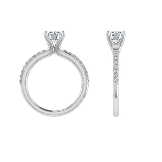 Round Solitaire Diamond Engagement Ring Side Stones - Thenetjeweler