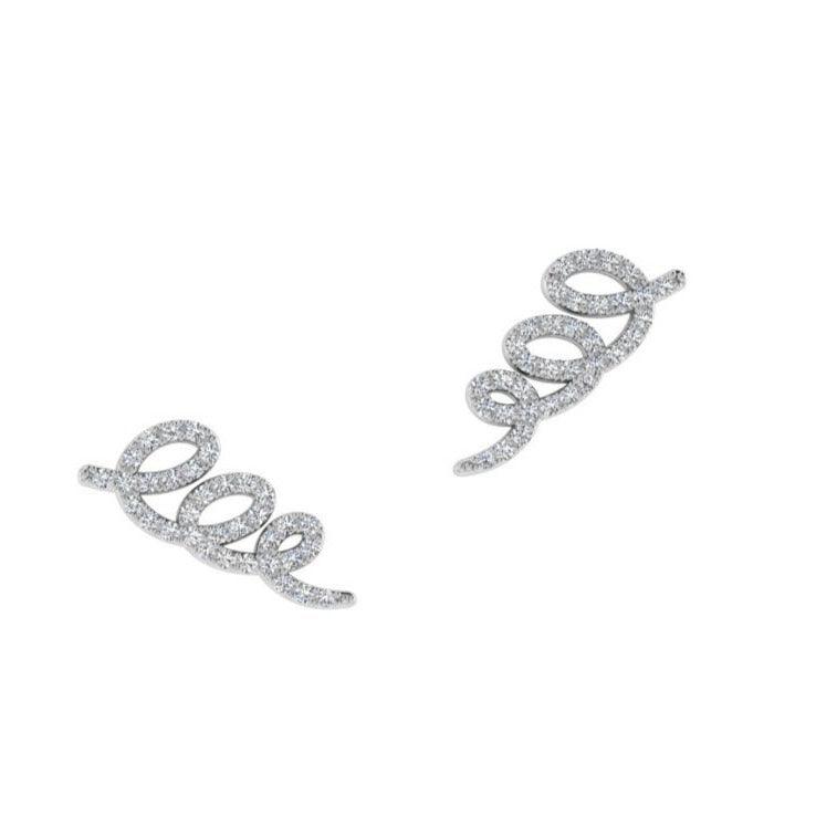 Diamond Swirl Climber Earrings 14K White Gold - Thenetjeweler