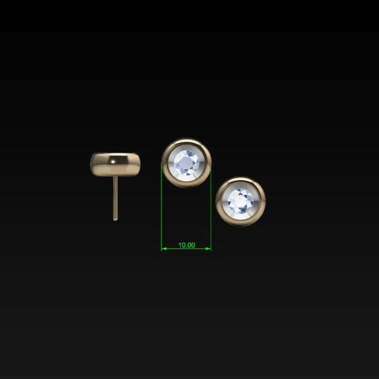 Round Diamond Bezel Set Stud Earrings - Thenetjeweler