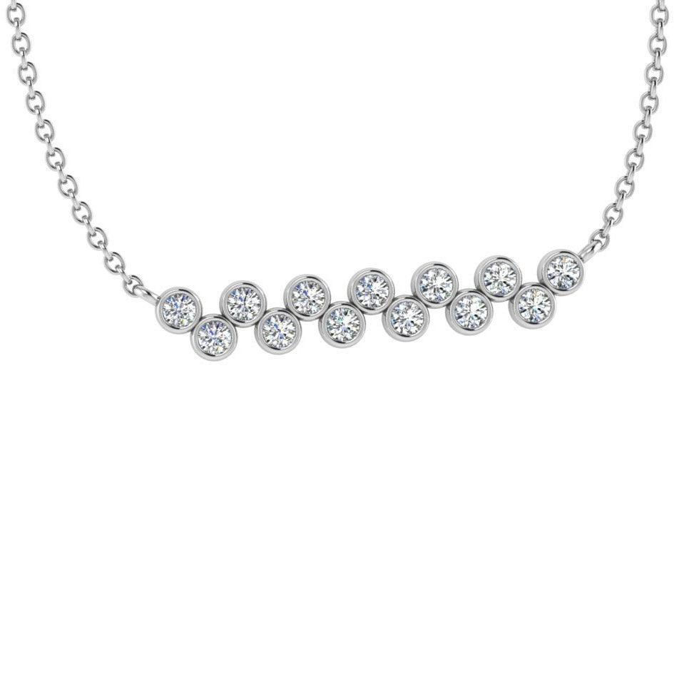 ZIG ZAG ROUND DIAMOND BAR NECKLACE - Thenetjeweler