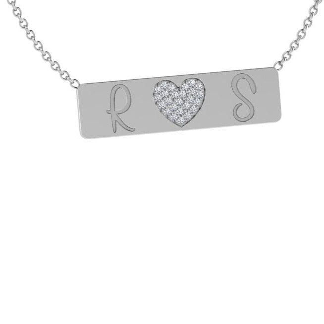 Diamond initial heart necklace - Thenetjeweler