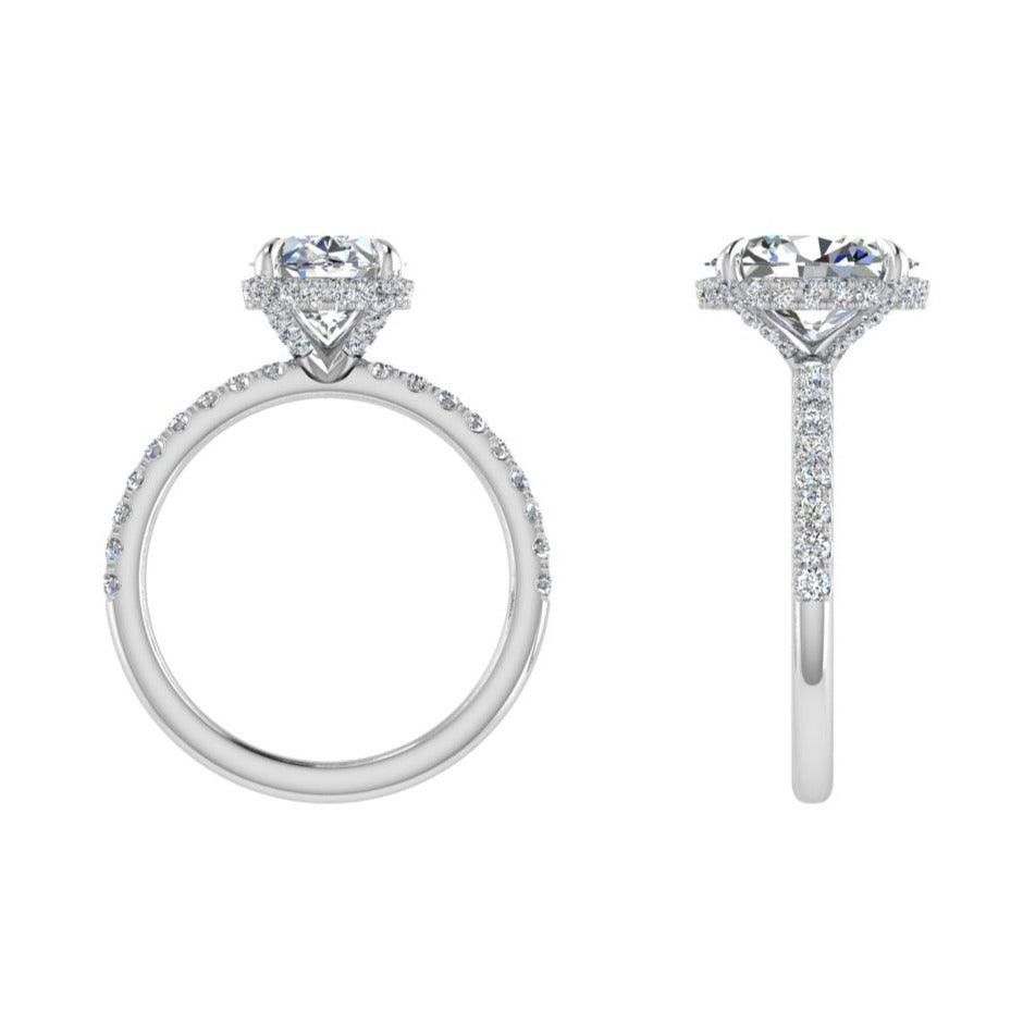 Oval Diamond Hidden Halo Engagement Ring 14K GOLD 0.38 ct. - Thenetjeweler