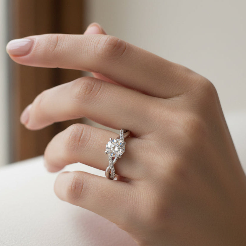Twisted Infinity Diamond Engagement Ring with Accents - Thenetjeweler