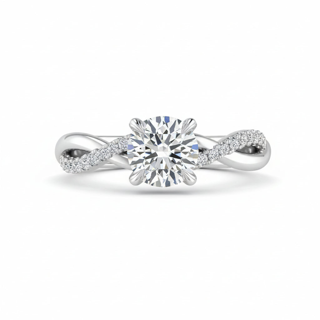 Twisted Infinity Diamond Engagement Ring with Accents - Thenetjeweler