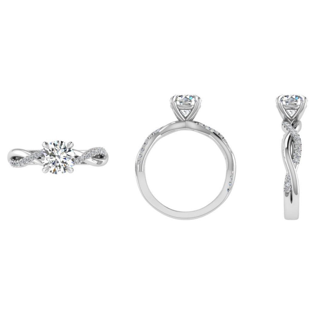 Twisted Infinity Diamond Engagement Ring with Accents - Thenetjeweler