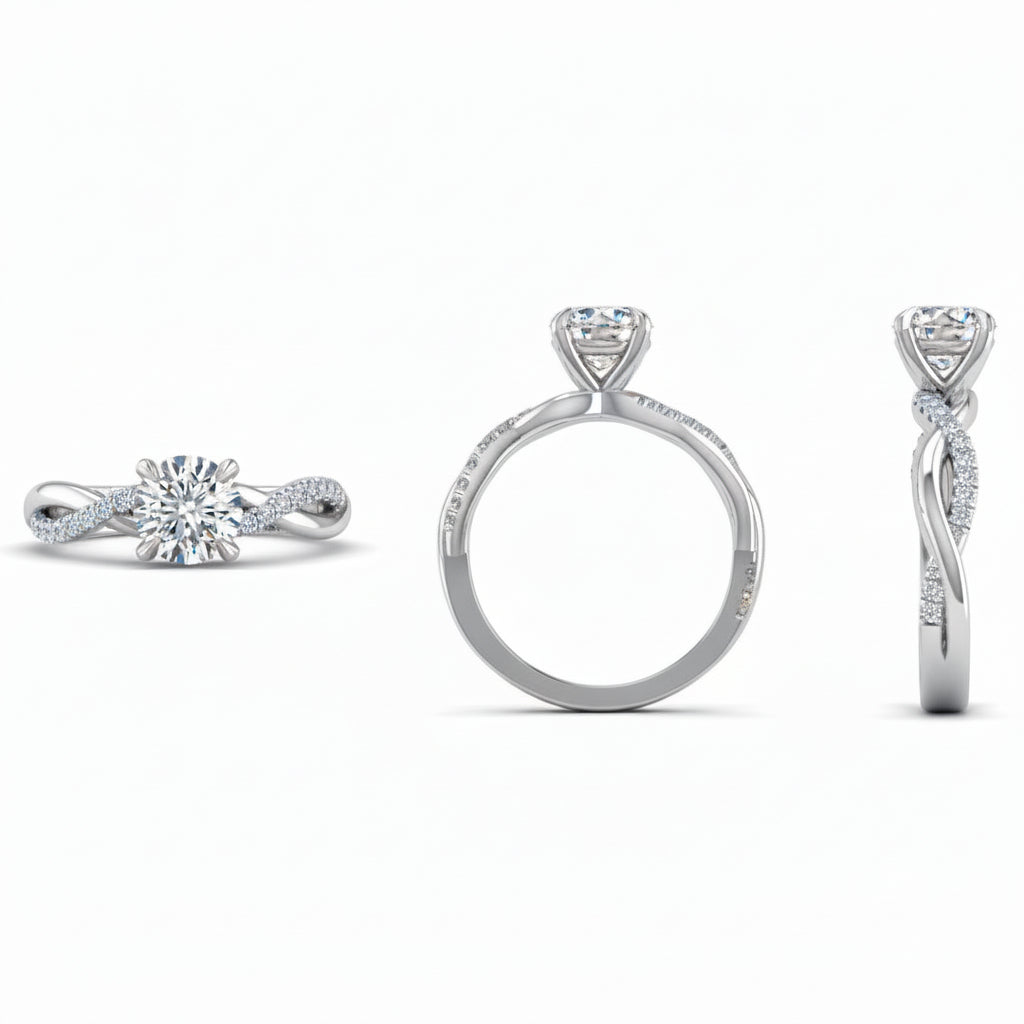 Twisted Infinity Diamond Engagement Ring with Accents - Thenetjeweler