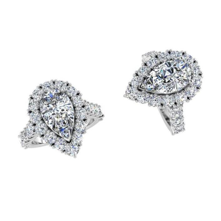 Pear Halo Diamond Engagement Ring 3.60 ct.tw - Thenetjeweler