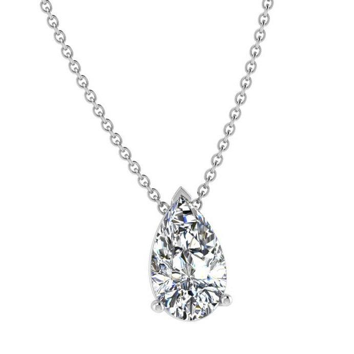 Pear Diamond Solitaire Necklace - Thenetjeweler