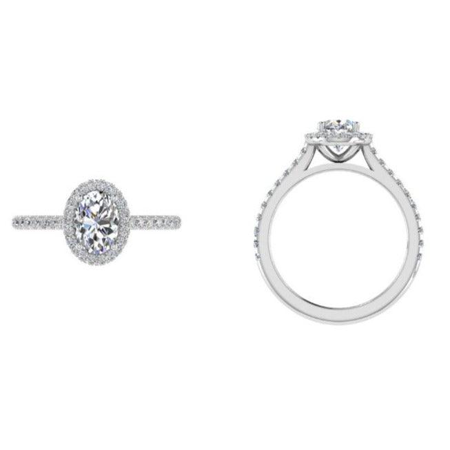 Oval Halo Diamond Engagement Ring 0.36 ct - Thenetjeweler