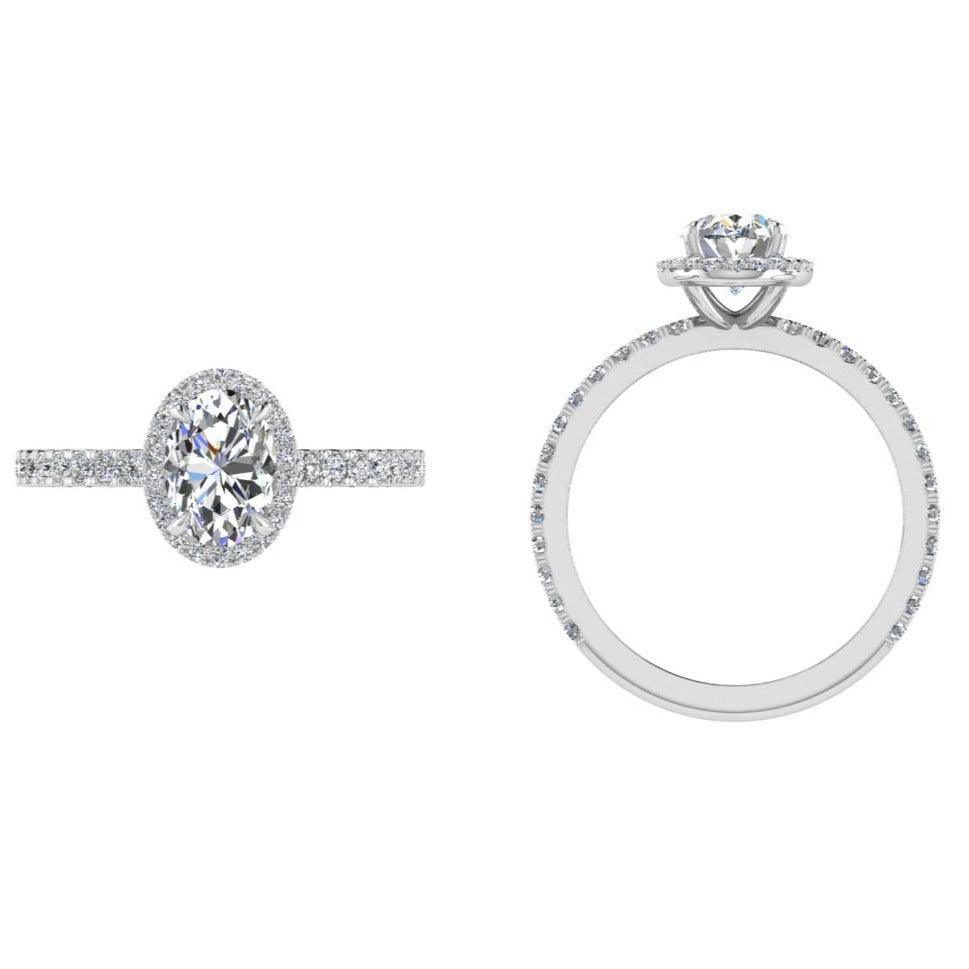 White Gold Oval Halo Diamond Engagement Ring - Thenetjeweler