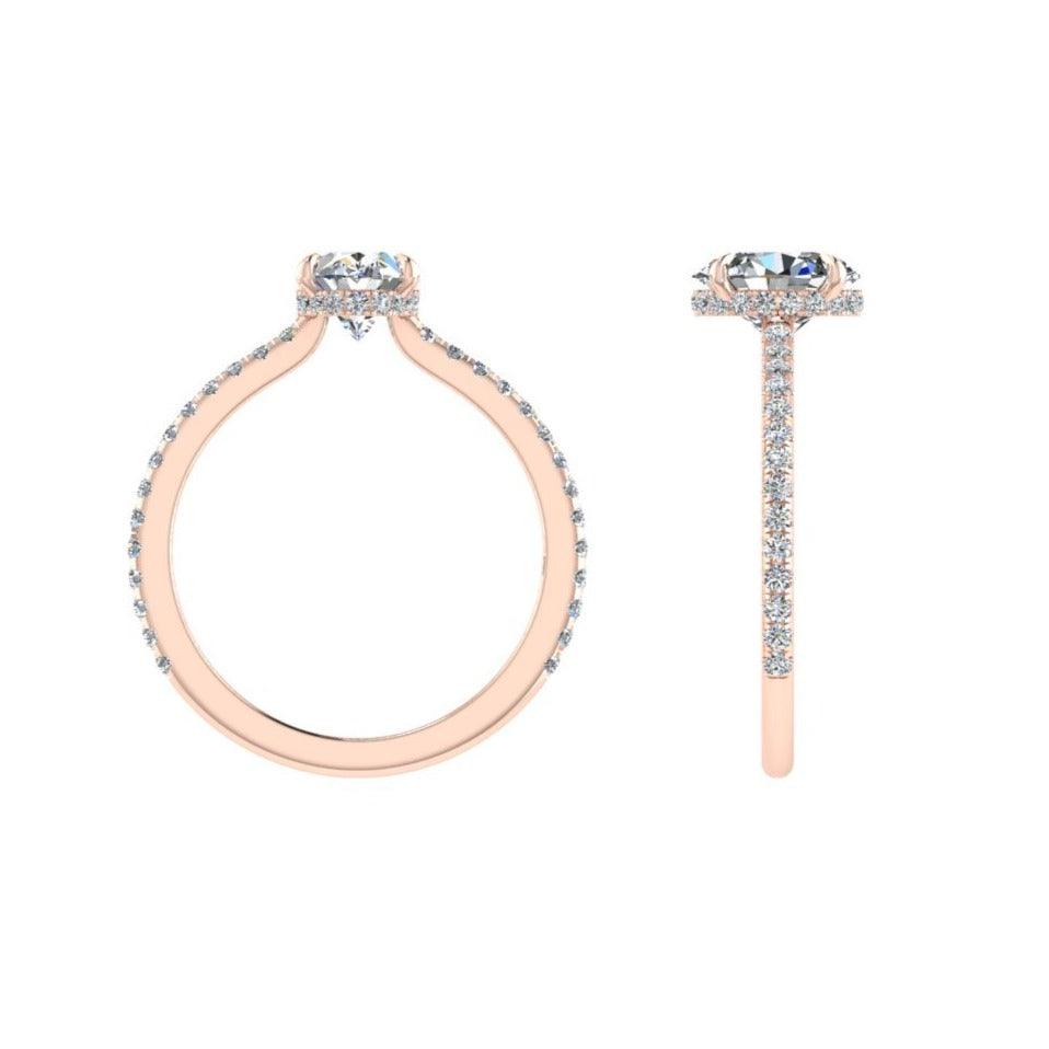 Hidden Halo Oval Engagement Ring Rose Gold - Thenetjeweler