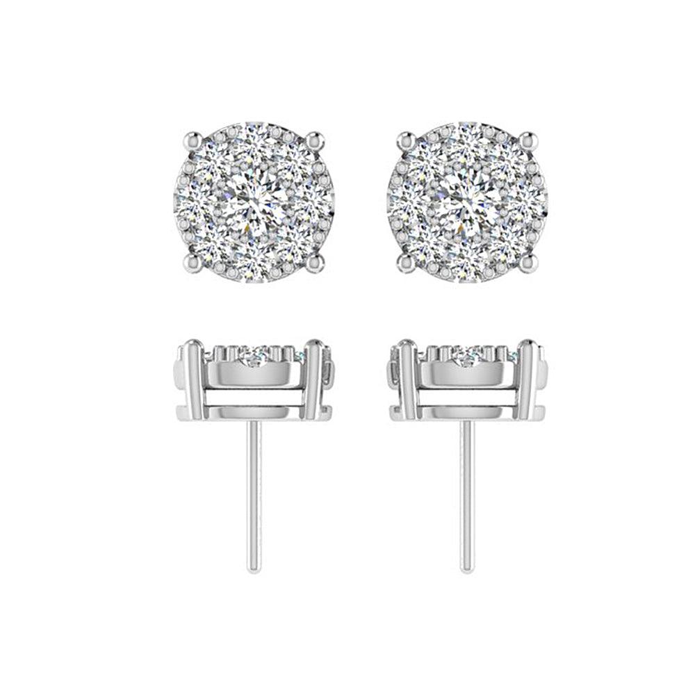 Diamond Halo Earrings White Gold - Thenetjeweler