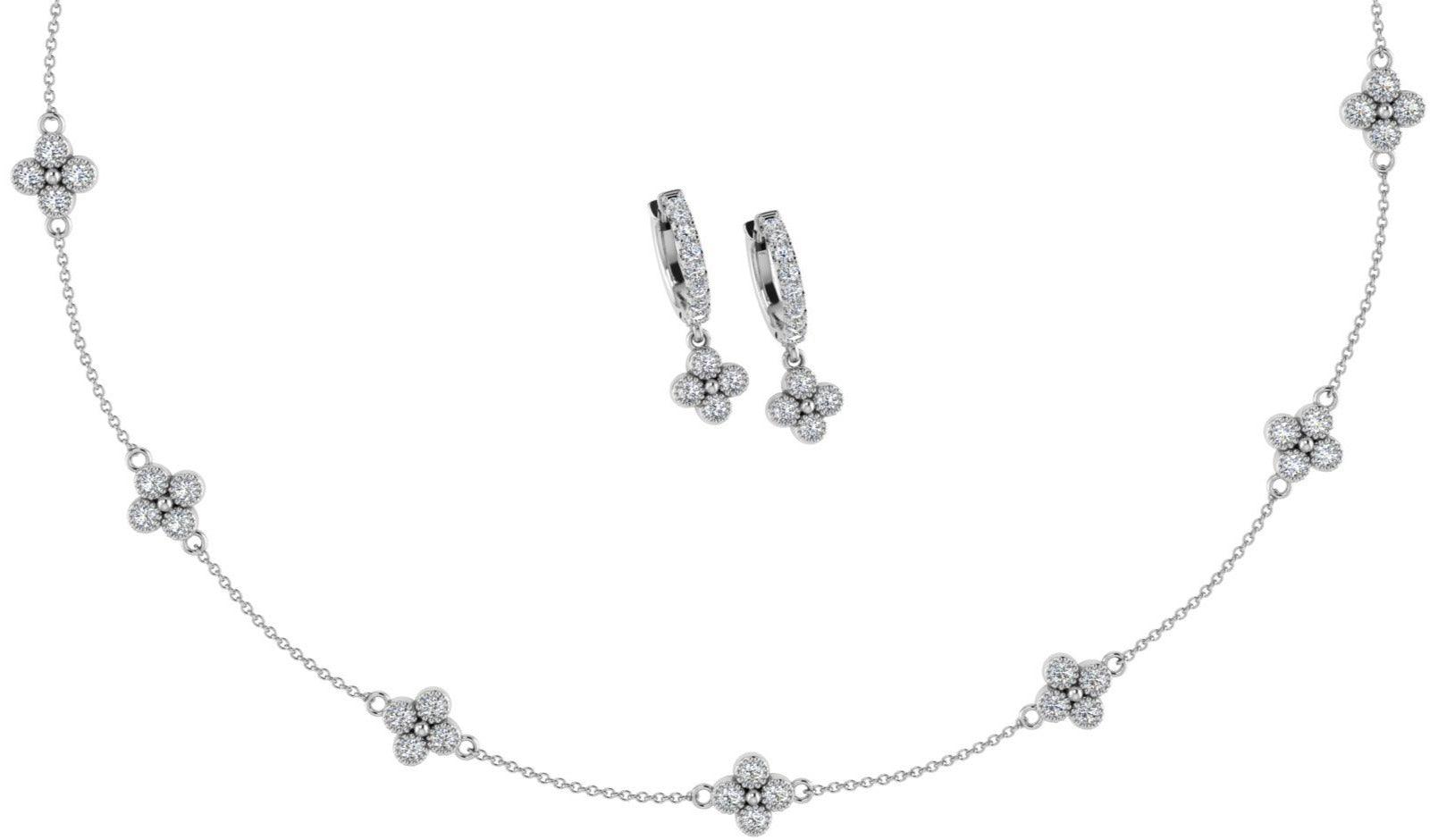 Flower Necklace Earring Set - Thenetjeweler