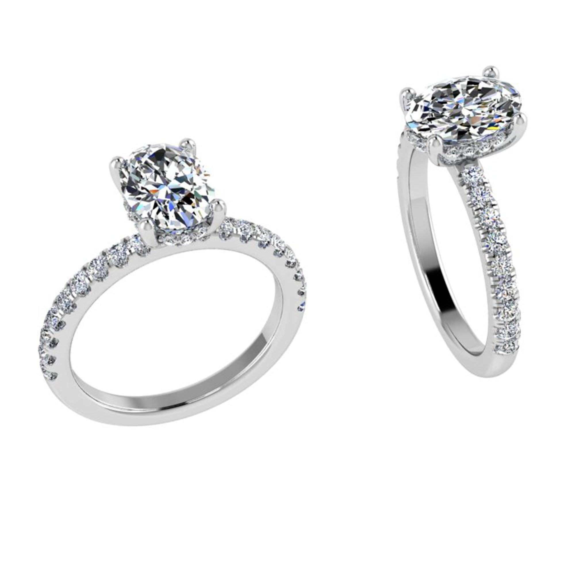 Oval Diamond Cathedral Style Engagement Ring 0.36 cts - Thenetjeweler