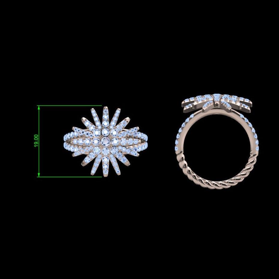 Starburst Diamond Ring 18K Rose Gold - Thenetjeweler