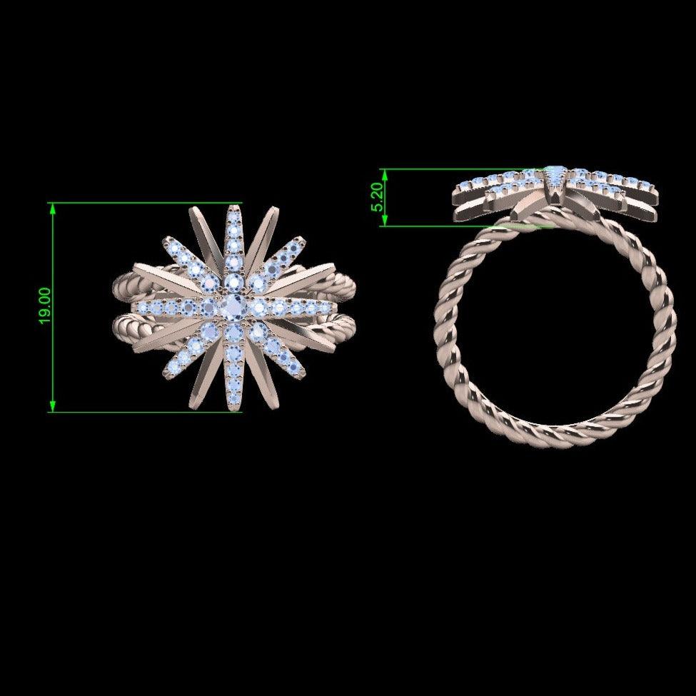 Starburst Diamond Coil Ring 18K Gold - Thenetjeweler