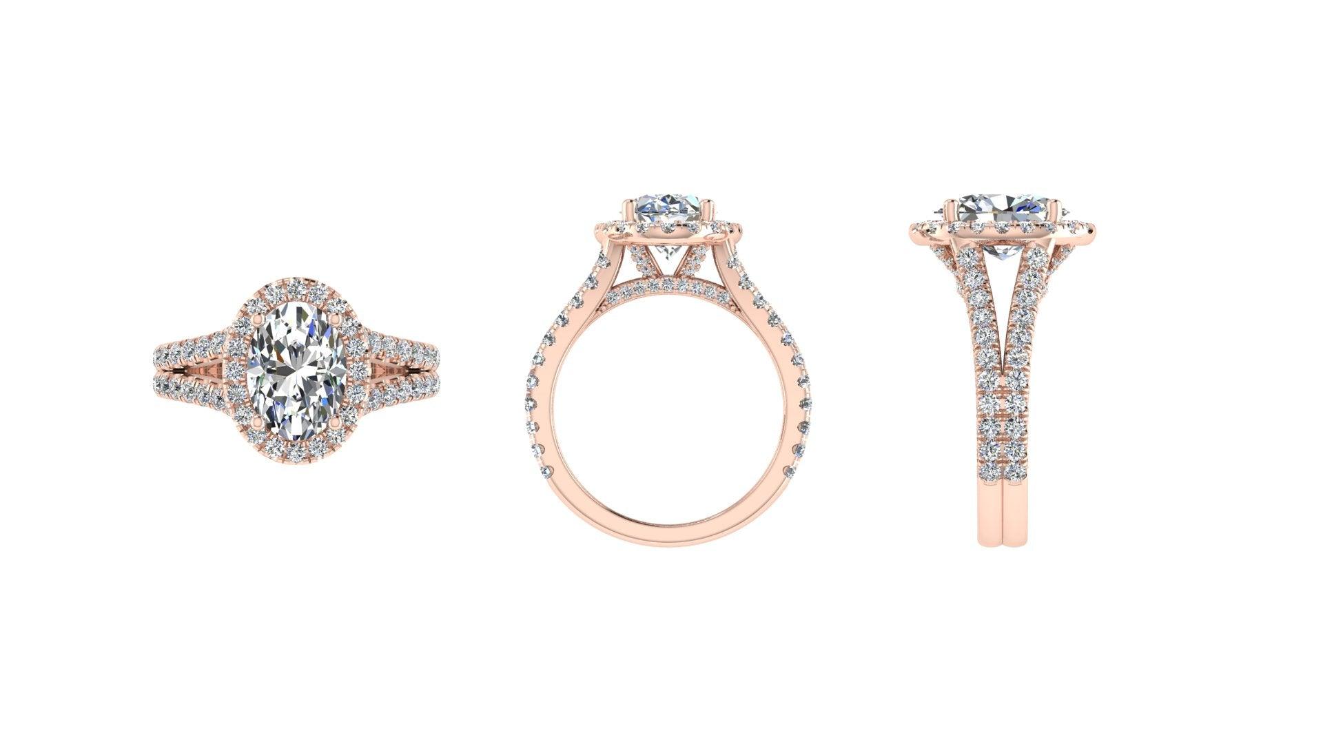 Split Shank Halo Rose gold Engagement Ring - Thenetjeweler