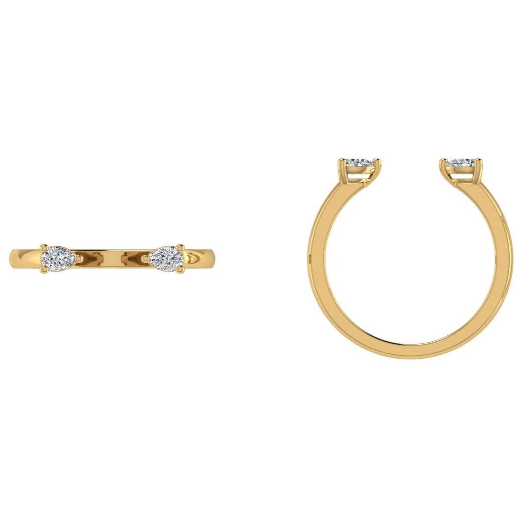 Teardrop Diamond Open Ring Yellow Gold - Thenetjeweler