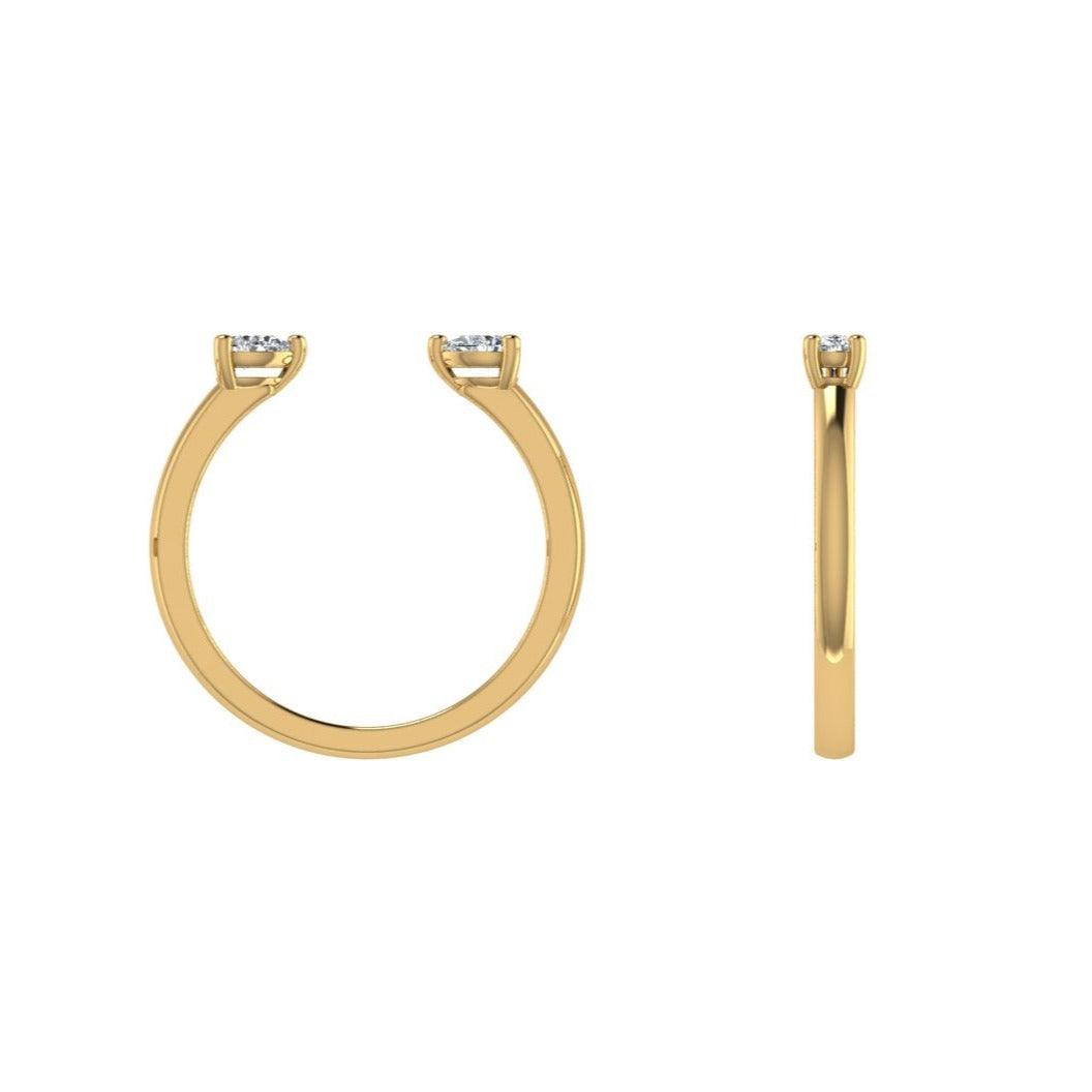 Teardrop Diamond Open Ring Yellow Gold - Thenetjeweler