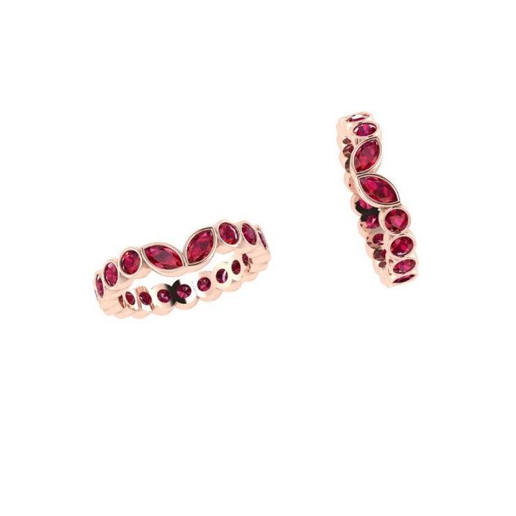 Marquise and Round Ruby Ring - Thenetjeweler