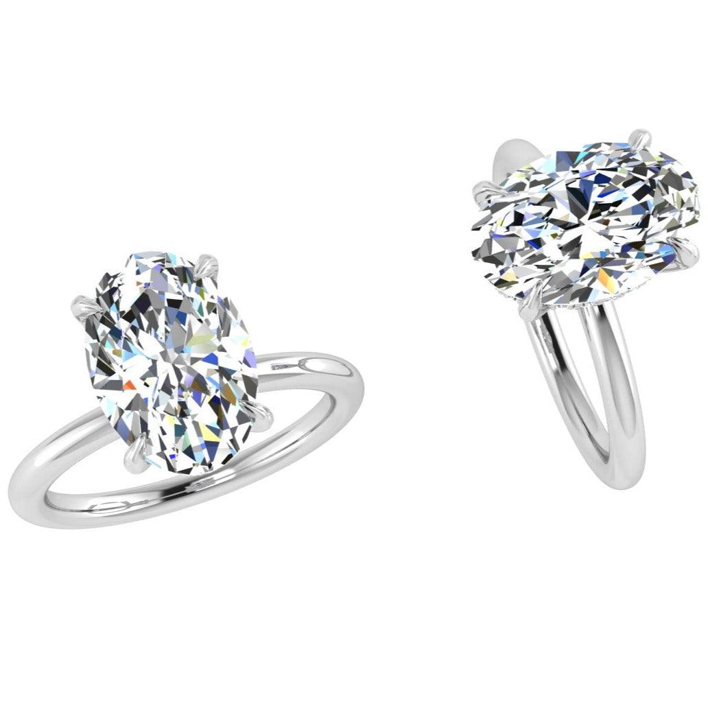 Oval Diamond Engagement Ring with Under Halo - Thenetjeweler