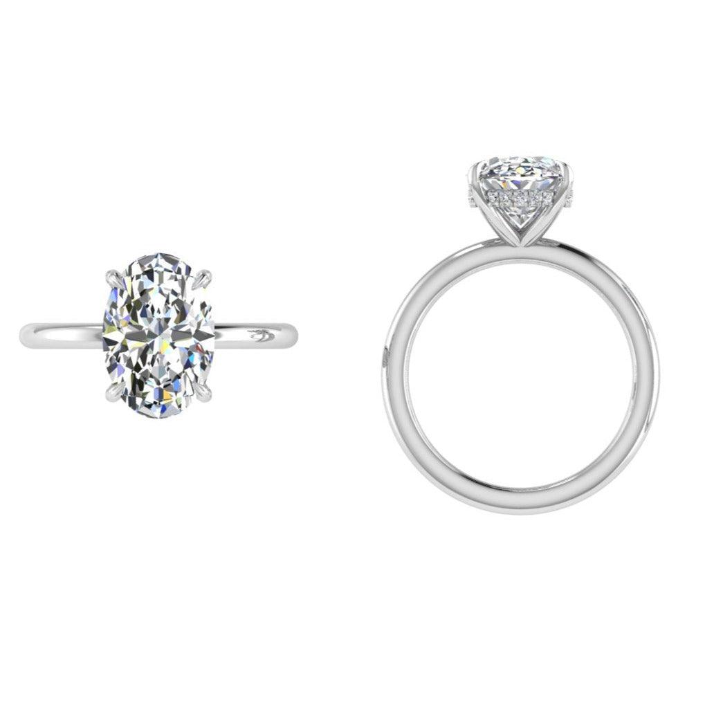 Oval Diamond Engagement Ring with Under Halo - Thenetjeweler