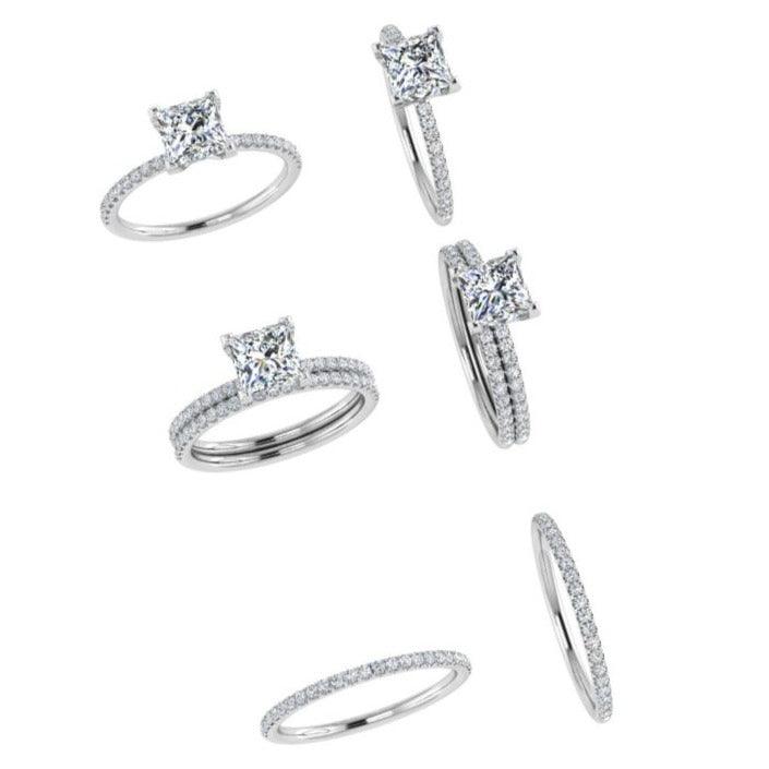 Princess Cut Diamond Engagement Ring with Eternity Band - Thenetjeweler