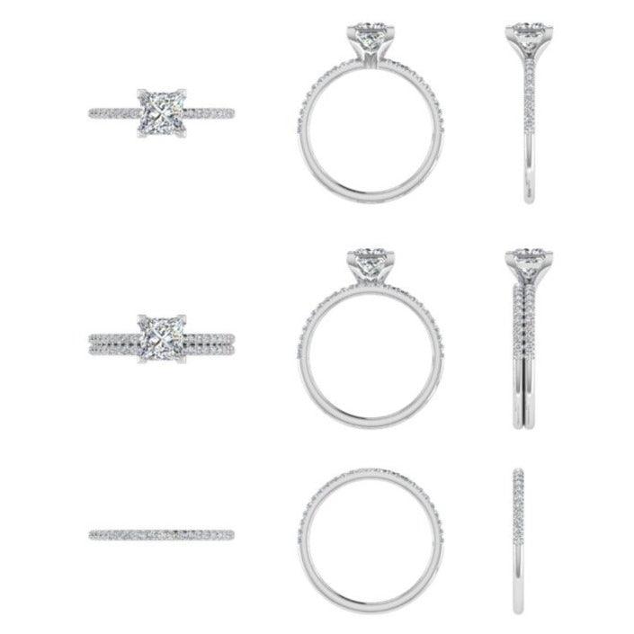Princess Cut Diamond Engagement Ring with Eternity Band - Thenetjeweler