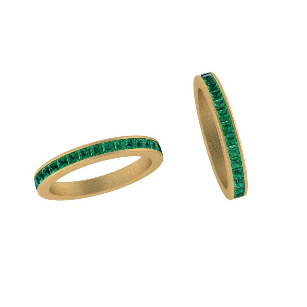 Channel Set Square Emerald Semi Eternity Band - Thenetjeweler