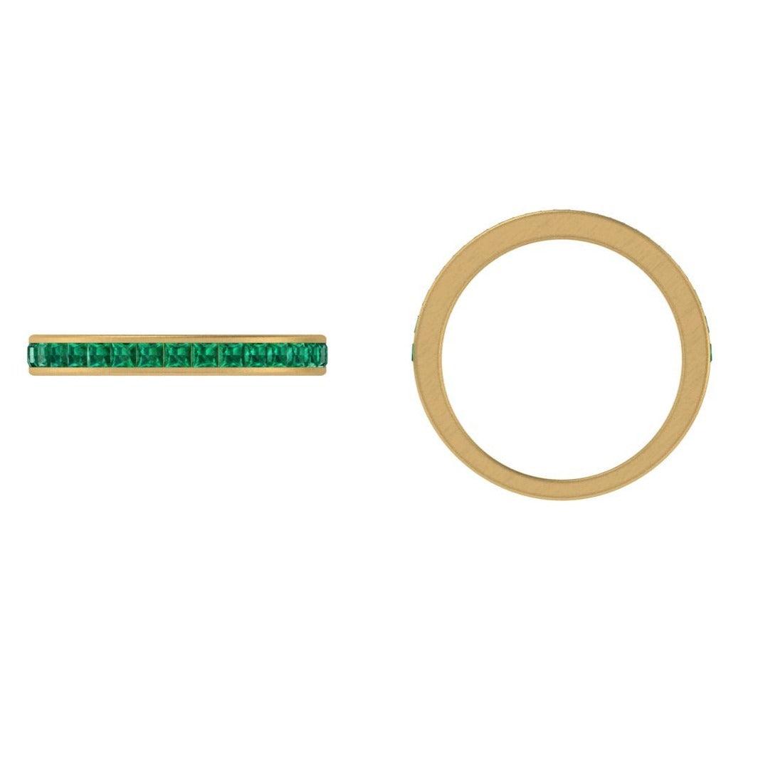 Channel Set Square Emerald Semi Eternity Band - Thenetjeweler