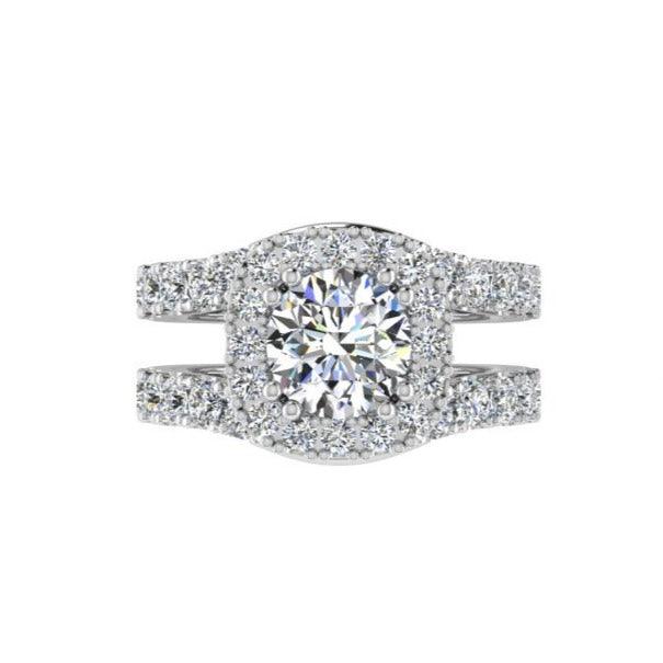 Round Diamond Halo Split Band Ring - Thenetjeweler