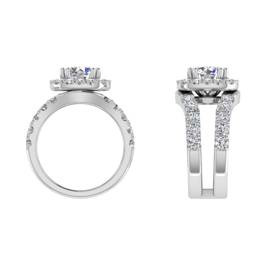 Round Diamond Halo Split Band Ring - Thenetjeweler