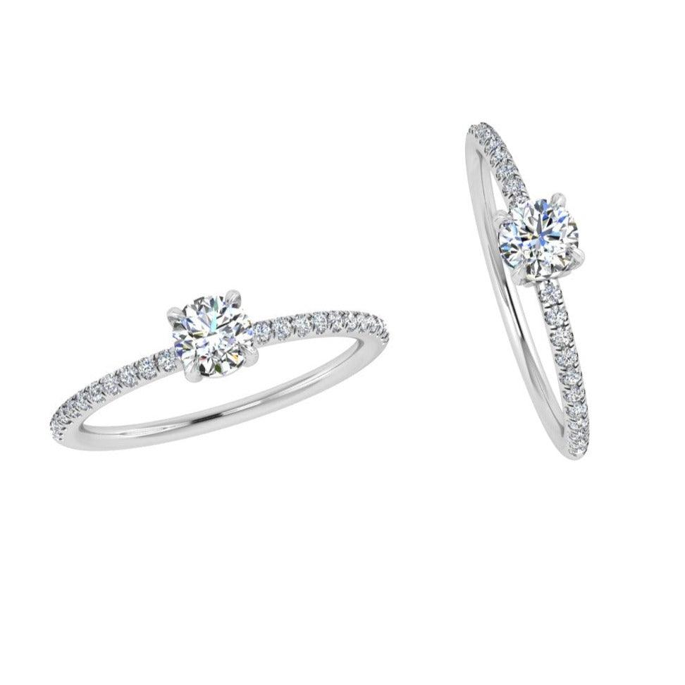 Round Diamond Engagement Ring Side Stones 0.11ct - Thenetjeweler