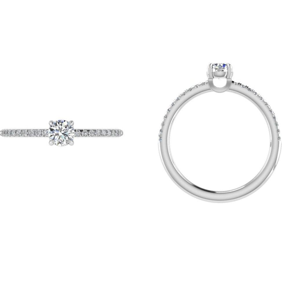 Round Diamond Engagement Ring Side Stones 0.11ct - Thenetjeweler