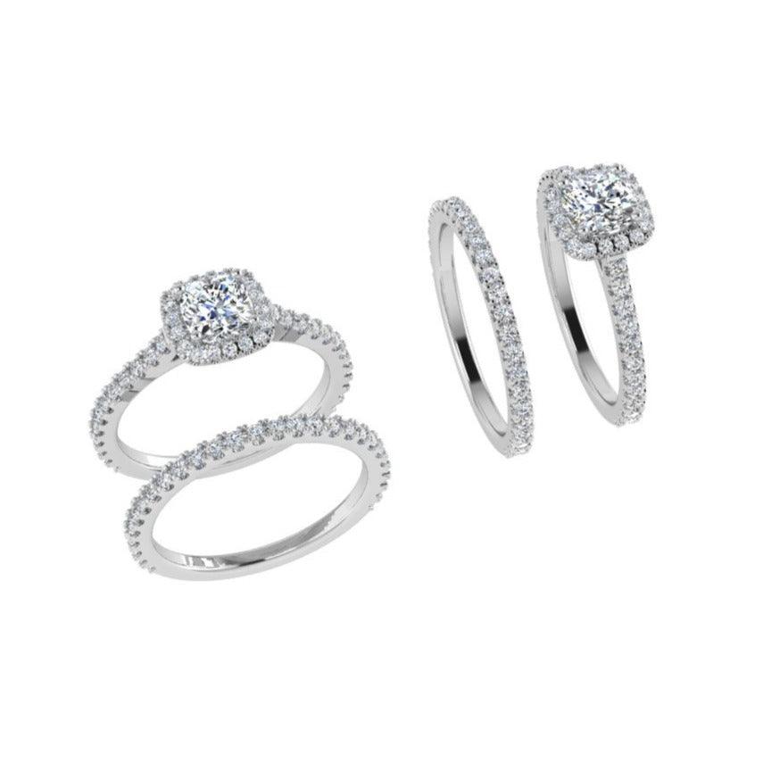 Diamond Engagement and Wedding Ring Set 14K White Gold - Thenetjeweler