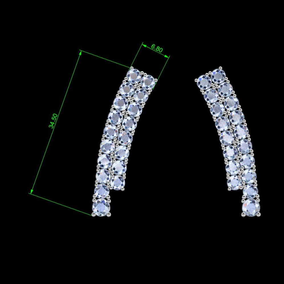Diamond Double Row Earrings - Thenetjeweler